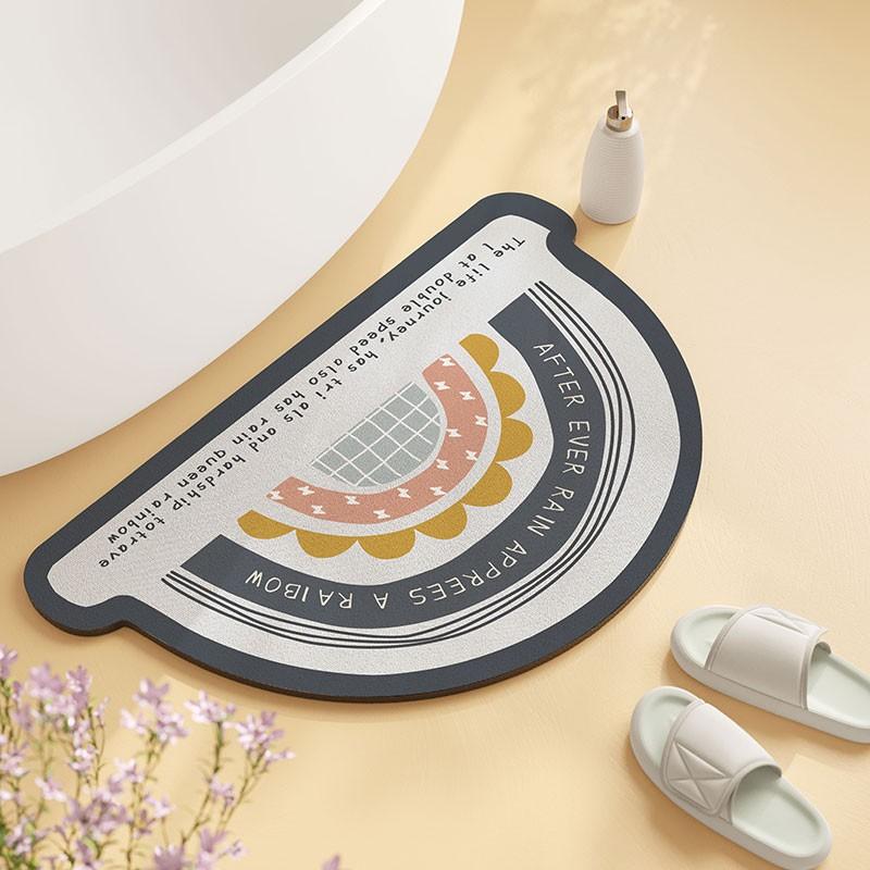 Rainbow Bathroom Floor Mat Bathroom Anti-slip Mat Bathroom Door Water Absorption Soft Diatom Mud Shower Floor Mat