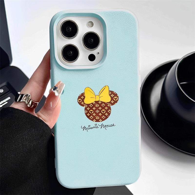 

Чехол для мобильного телефона Bow Minnie Apple 16promax Подходит для IPhone15plus Противоударный 14 Кожаный узор 13mini Apple XS