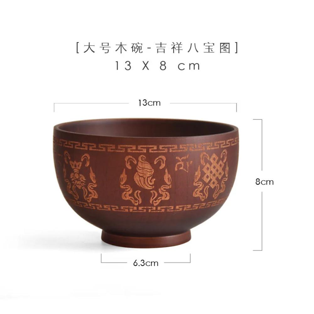 Miska z masivního jujubového dřeva inspirovaná Japonskem s kreativním designem, skvělá pro vychutnávání ramenu a rýžových jídel