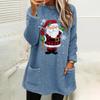 Cross-border Women's Christmas Grandpa Print Plush Hoodie with Pockets