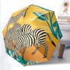 1pc Zebras Adventure Auto Open/close, 8-Rib Iron Frame, Compact Folding Cute Umbrella All-Season Portable Umbrella for Travel 016
