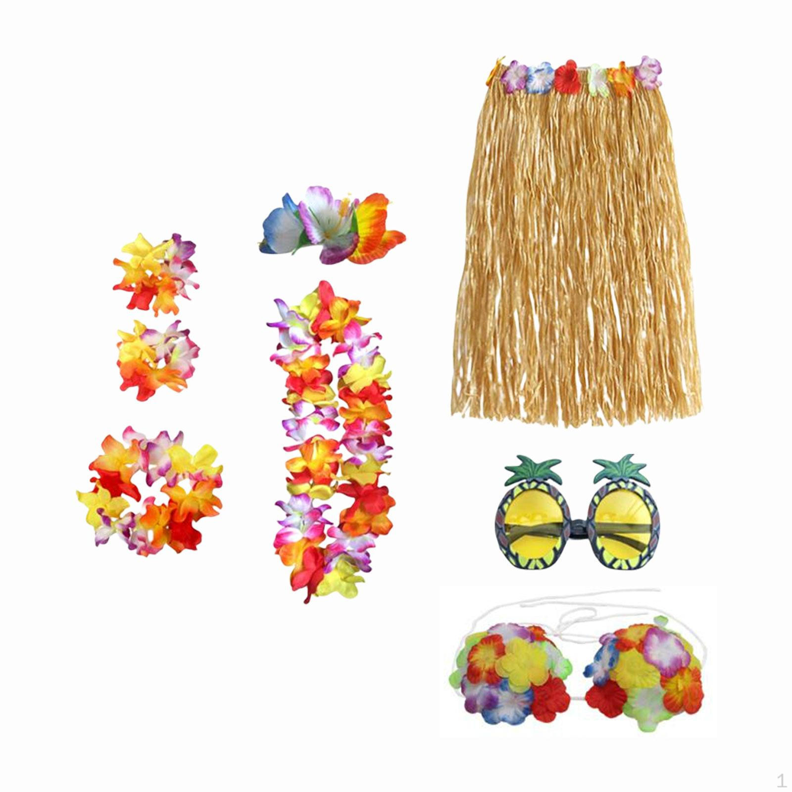 Гавайский костюм юбка набор танцевальная одежда очки для косплея пляжная вечеринка украшения 60cm_Brown