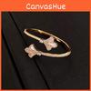 Classic 18k Gold Plated Zircon Flower Open Bangle For Women