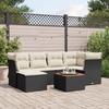 VidaXL Garden Lounge Set 7 Pcs with Cushions Black Wicker 3223746