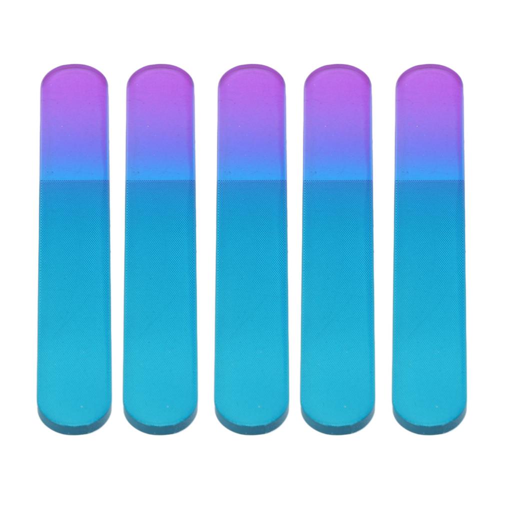 5Pcs Glass Fingernail Files Double Sided Physical Polishing Safe Simple Glass Nail File with Cases for Home Nai Salon