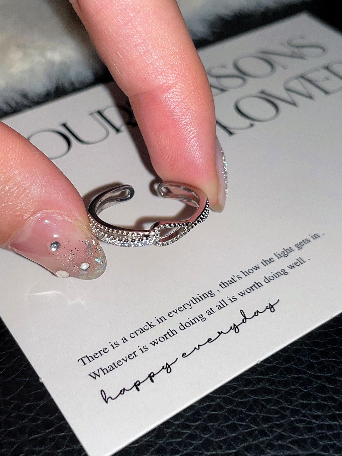 

Кольцо с маленьким бриллиантом из стерлингового серебра 925 пробы, женское, геометрическое, открытое, ** вилка, персонализированное, стиль ins, повседневное, универсальное, нишевое, простое, модное