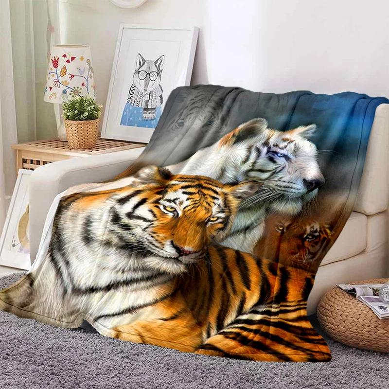 3D Tiger Blanket Super Soft For Spring Autumn Modern Line Art Sherpa Blanket Bedspread Throw Travel Dropship