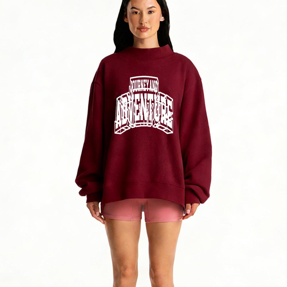 European Size Women's Autumn Heavyweight High Neck Casual Hoodie