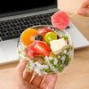 Yousheng Doppelwandige Glasschale mit echten gepressten Blumen Hitz- und Kältebeständig Transparente Lebensmittel Schale für Salat Dessert Servieren Niedlich Zuhause Küche