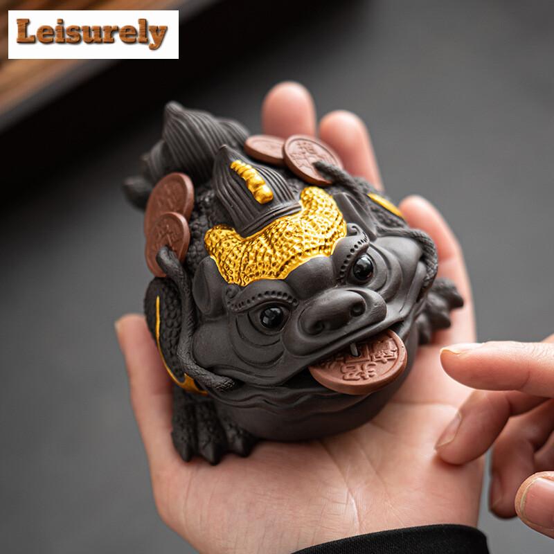 Purple Sand Golden Toad Tea Pet Small Ornaments Attract Wealth and Can Be Raised Mud Personalized Tea Play Toys Sculpture Crafts