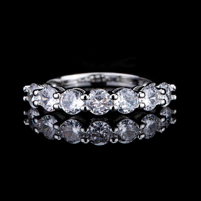 Round Full Diamond Single Row Ring Luxury Carat Mozambican Engagement Ring Women