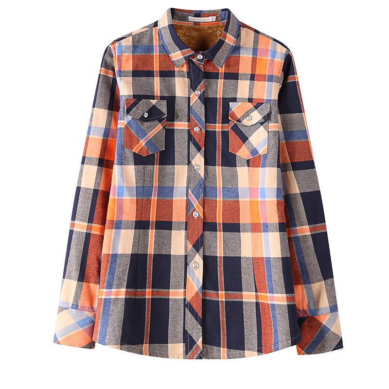 Camicia a Quadri Foderata in Pile Taglie Forti per Donna - Vestibilità Slim, Calda e alla Moda per Autunno/Inverno
