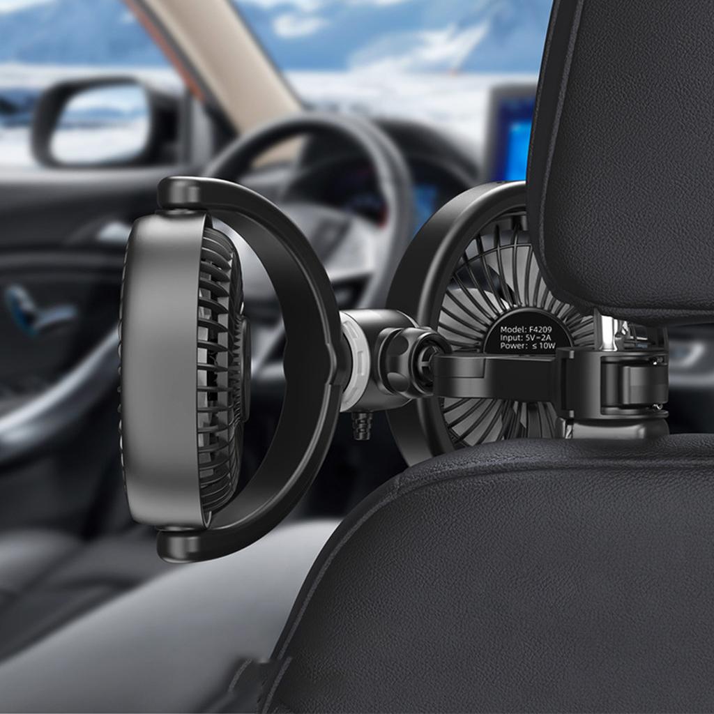 USB Car Cooling Fans for Backseat Dual Head Car Fan Quiet Vehicle Rear Headrest Fans for Driving
