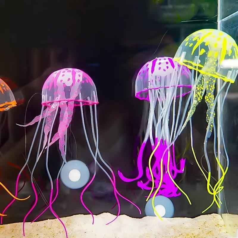 3 Stück Leuchtende Quallen Aquarium Dekoration Artikel Sicheres Silikon Aquarium Dekoration Geeignet für Verschiedene Aquarien