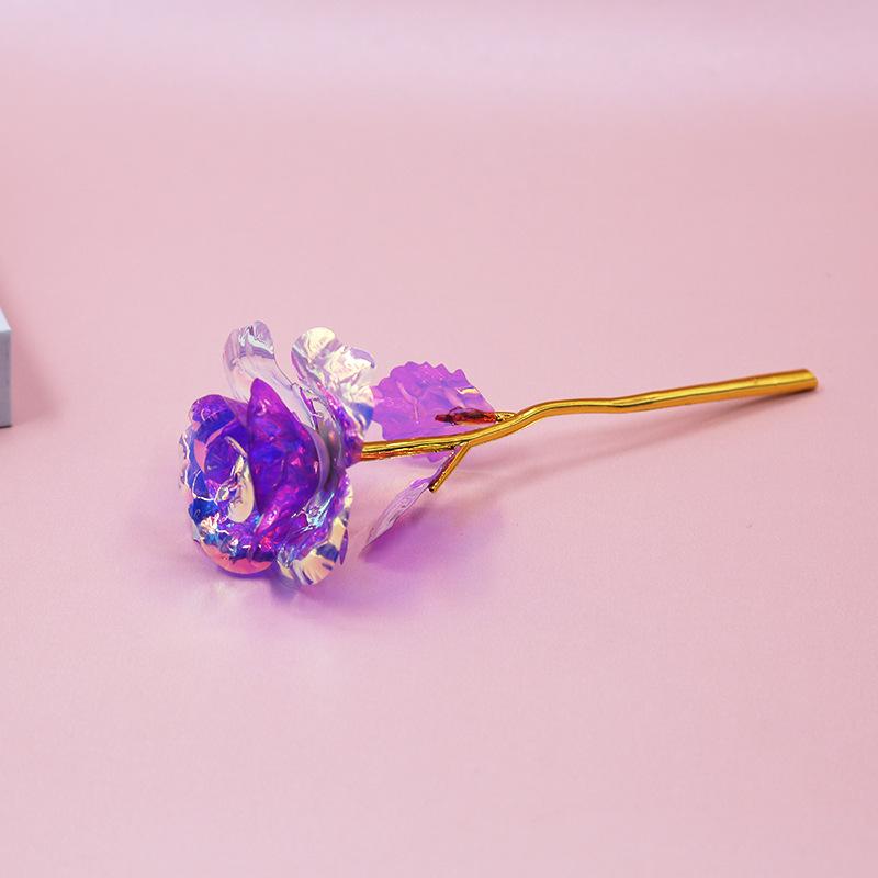 

5Pcs Artificial Simulation Rose Flower Golden Foil Rose Flower Galaxy Rose Gift for Mothers Day Valentine Day Birthday Gifts 5pcs світло-фіолетового кольору
