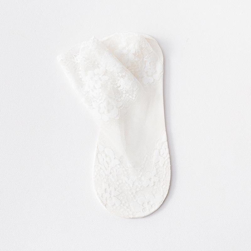 

Женские тонкие кристальные гольфы до середины икры, не образующие зацепок, с белой кружевной отделкой - Дышащие летние чулки. One Size