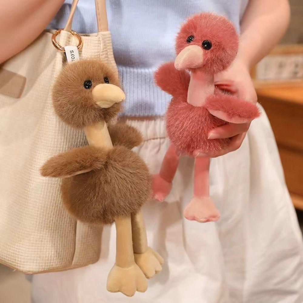 Furry Ostrich Plush Doll Pendant Cute Bird Plush Keychains Ostrich Plush Keychains Pendant Decor