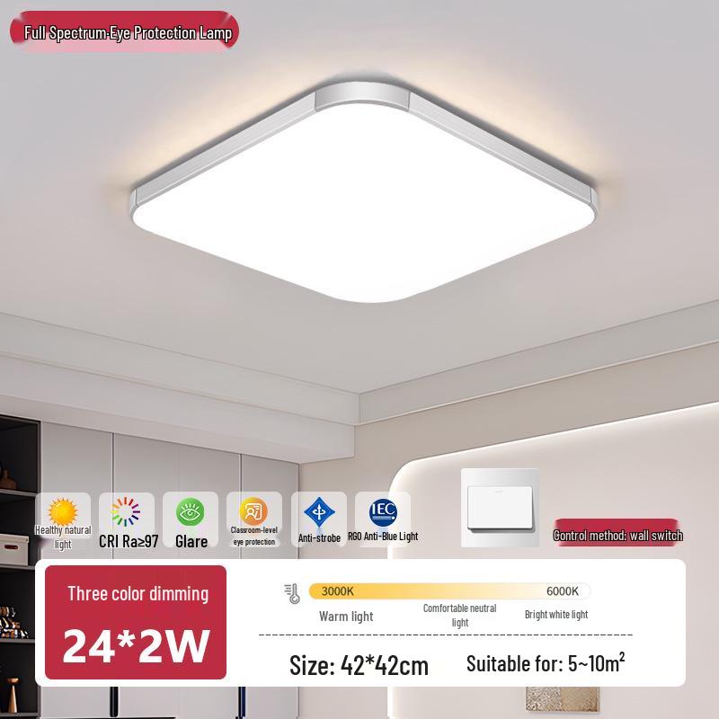 Full Spectrum LED Ceiling Light - Modern Rectangular Fixture for Living Room, Bedroom, Dining Room, Study.