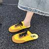 Soft bottom super fire color matching bag head half slippers women's summer wear 2025 spring new flat bottom lazy one pedal sandals