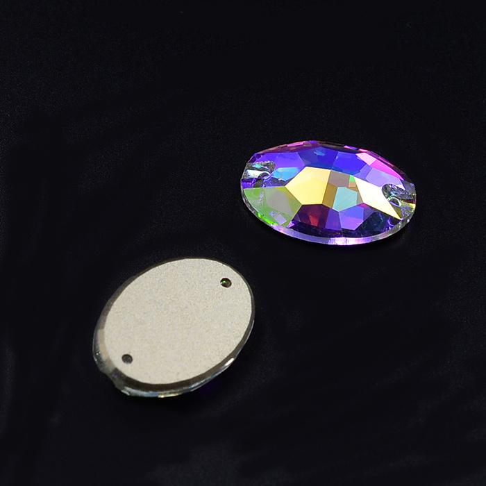 Austrian Premium Quality Sew On Glass Stones Crystal AB Oval Shape Crystal Glass Sew On Rhinestones for Luxury Dress