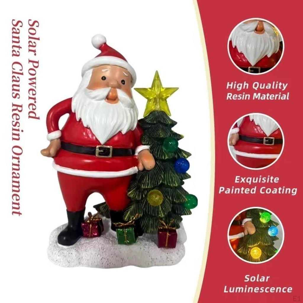 Solar Christmas Tree Lights Statue,Lighted Up Xmas Garden Centerpiece Miniature Figurine for
