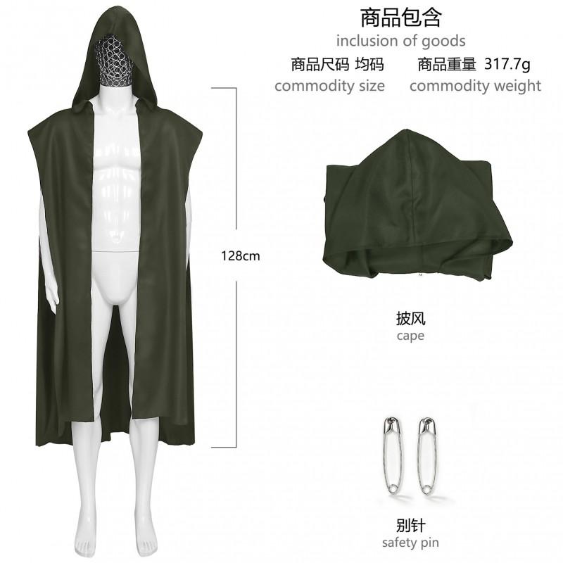 Halloween Gothic Hooded Robe Costume With Chain Detail Medieval Wizard Priest Cosplay Outfit Party