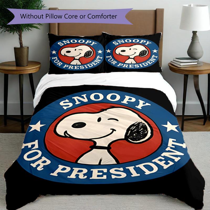 3pcs Duvet Cover Set (1*Duvet Cover + 2*Pillowcase, Without Core), Snoopy Print Bedding Set, Bedroom Decor, All‑Season, Birthday Gift