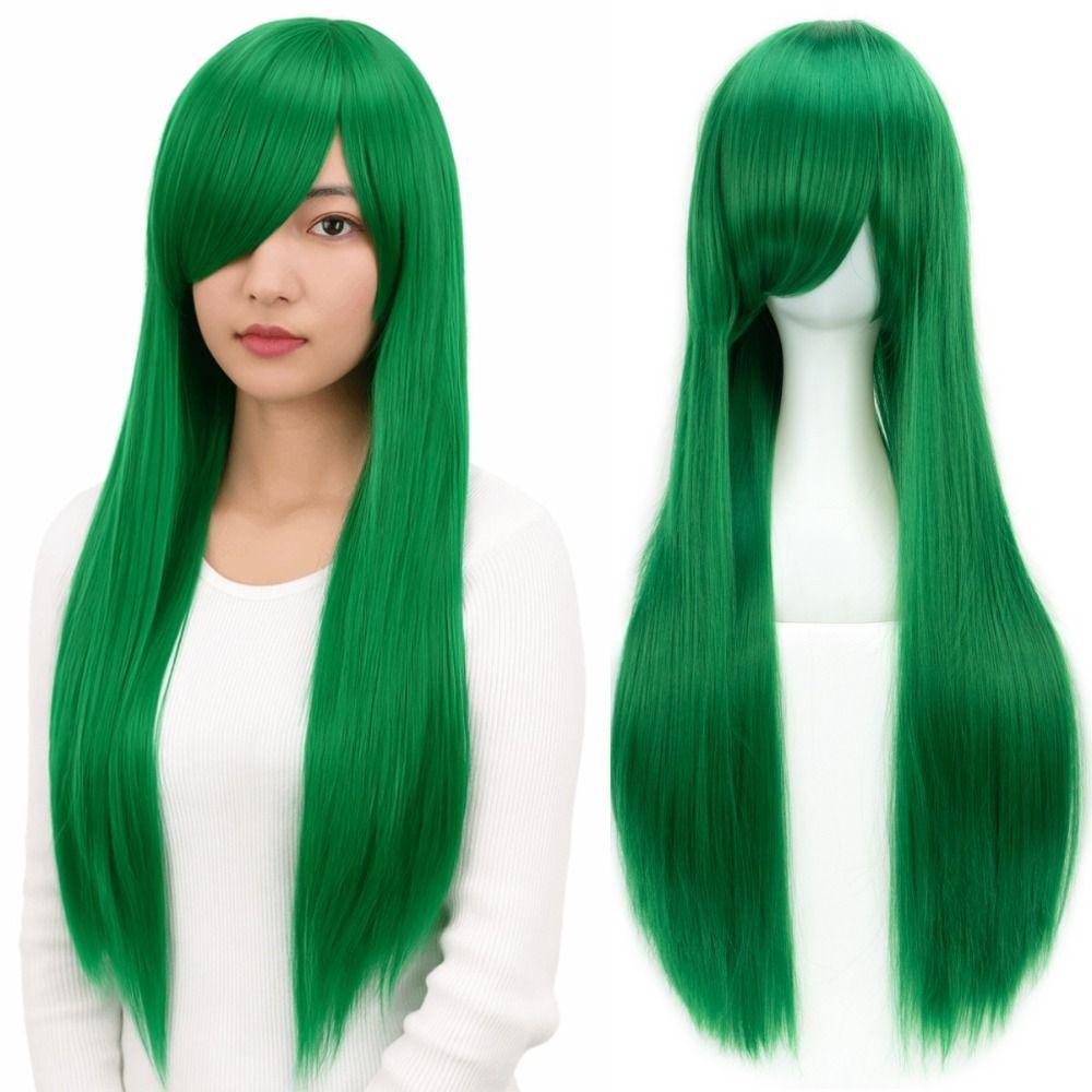 Heat Resistance Long Synthetic Hair 80cm Anime Straight Hairpiece Halloween Cosplay Wigs  Costume