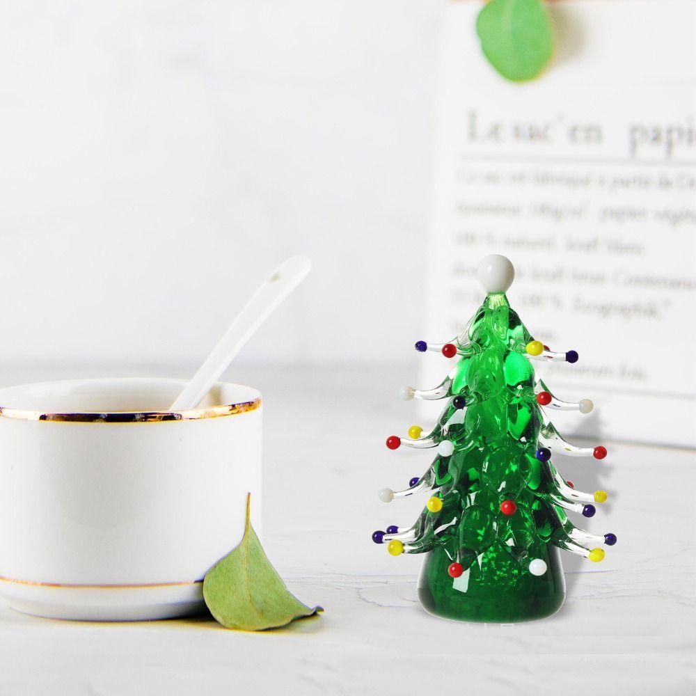 Mini Christmas Tree Miniature Statue Crystals Ornaments  Home Decor