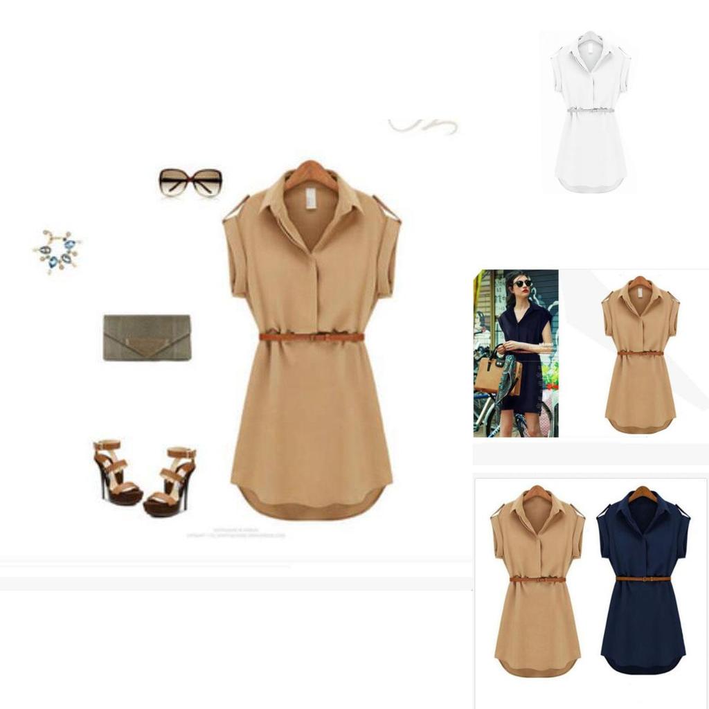 Elegant Summer Women's Shirt Dress In Chiffon With A Casual And Loose Fit