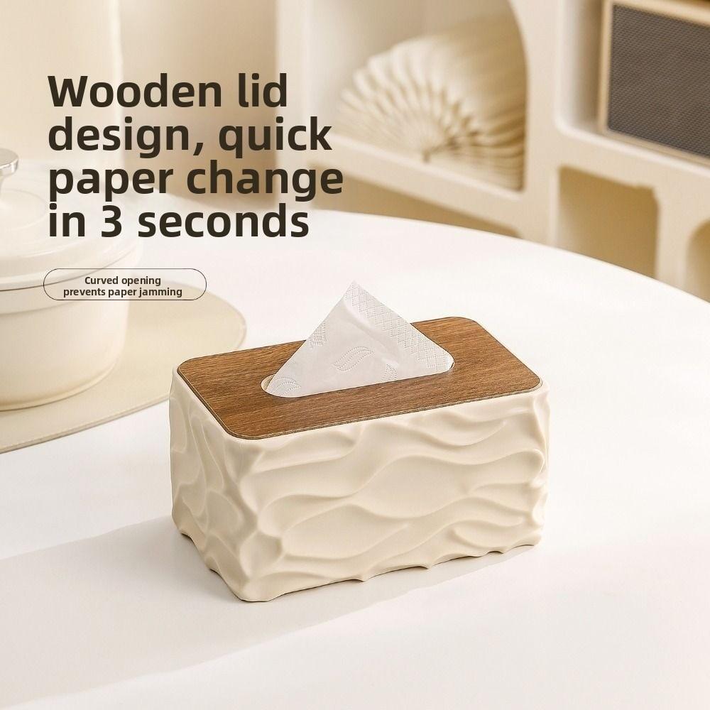 Elegant Tissue Storage Box Ripple Design Rectangle Light Luxury Napkin Holder Multi-functional Anti-slip Paper Container