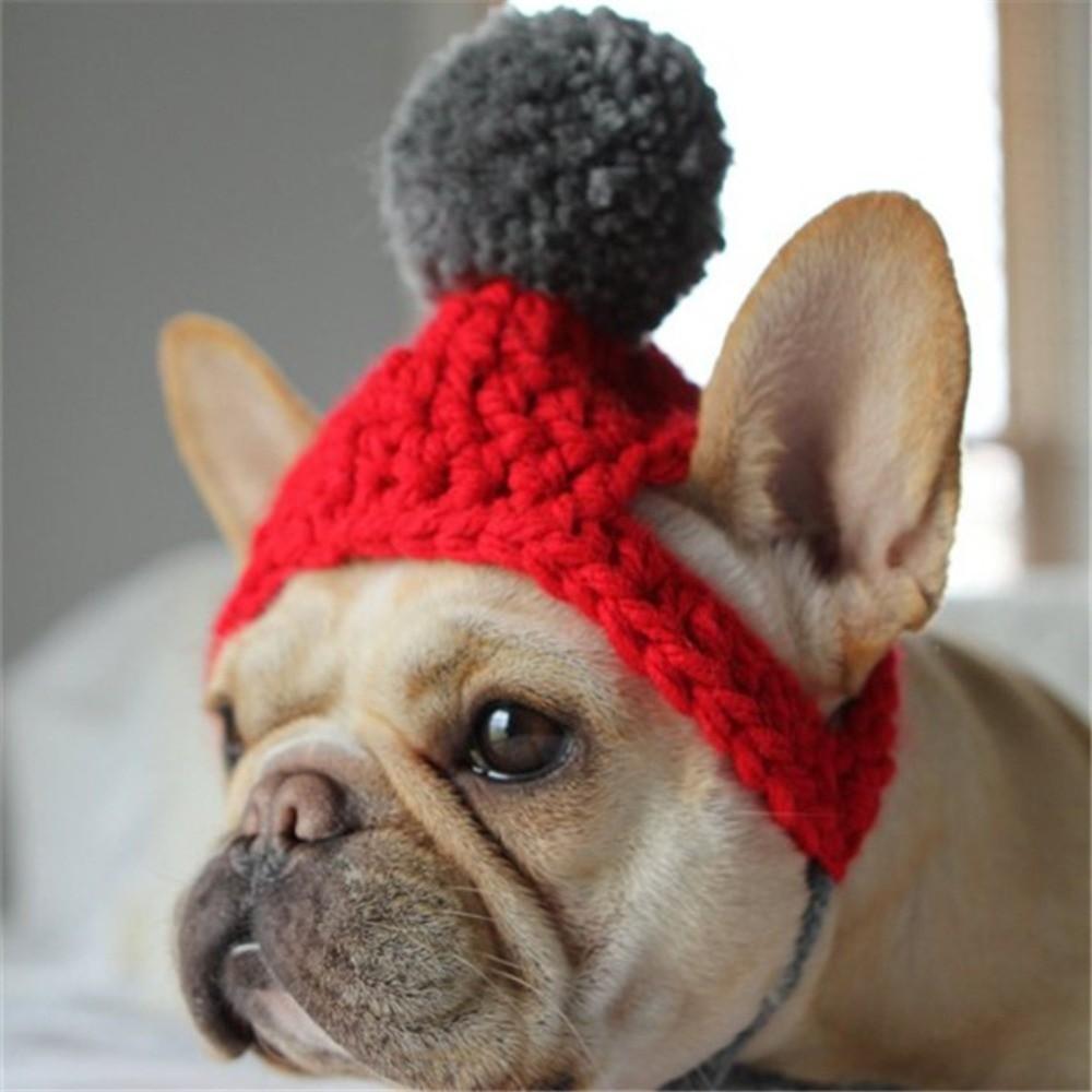 Cute Soft Flffuy Dog Fleece Hat Knitted Warm Dog Warmer Pom Hats Pet Headwear Windproof Cat Dog Cap Pet Hat Pet Supplies