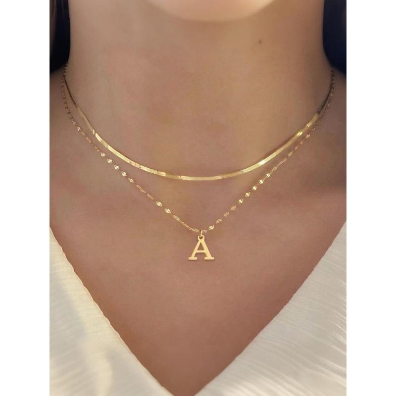 Collar Minimalista de Moda con Colgante de Letra de Acero de Titanio para Clavícula Unisex