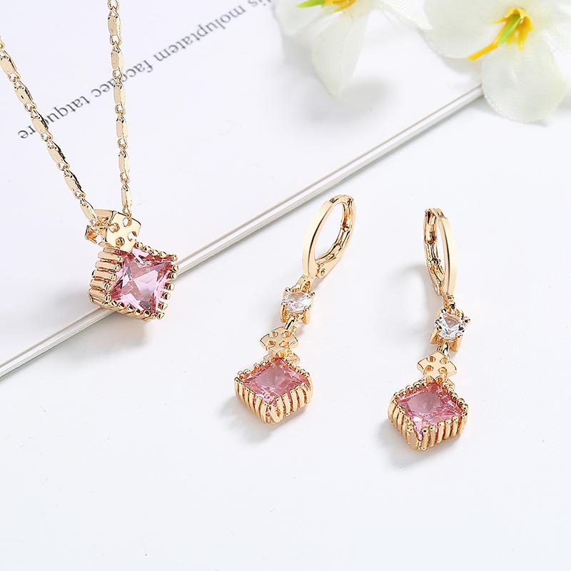 18K Gold Plated Pendant Zirconia Jewelry Set 18k Gold Plated Jewelry Sets Necklace Set for Women