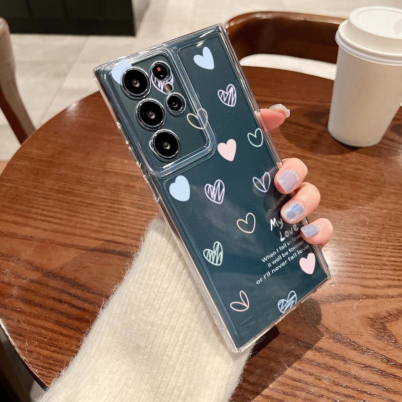 Love Heart Print Case For Samsung Galaxy S26 S25 S24 Ultra S23 S25 FE A57 A17 A37 A16 A56 A55 A15 A35 A36 Soft TPU Phone Cover