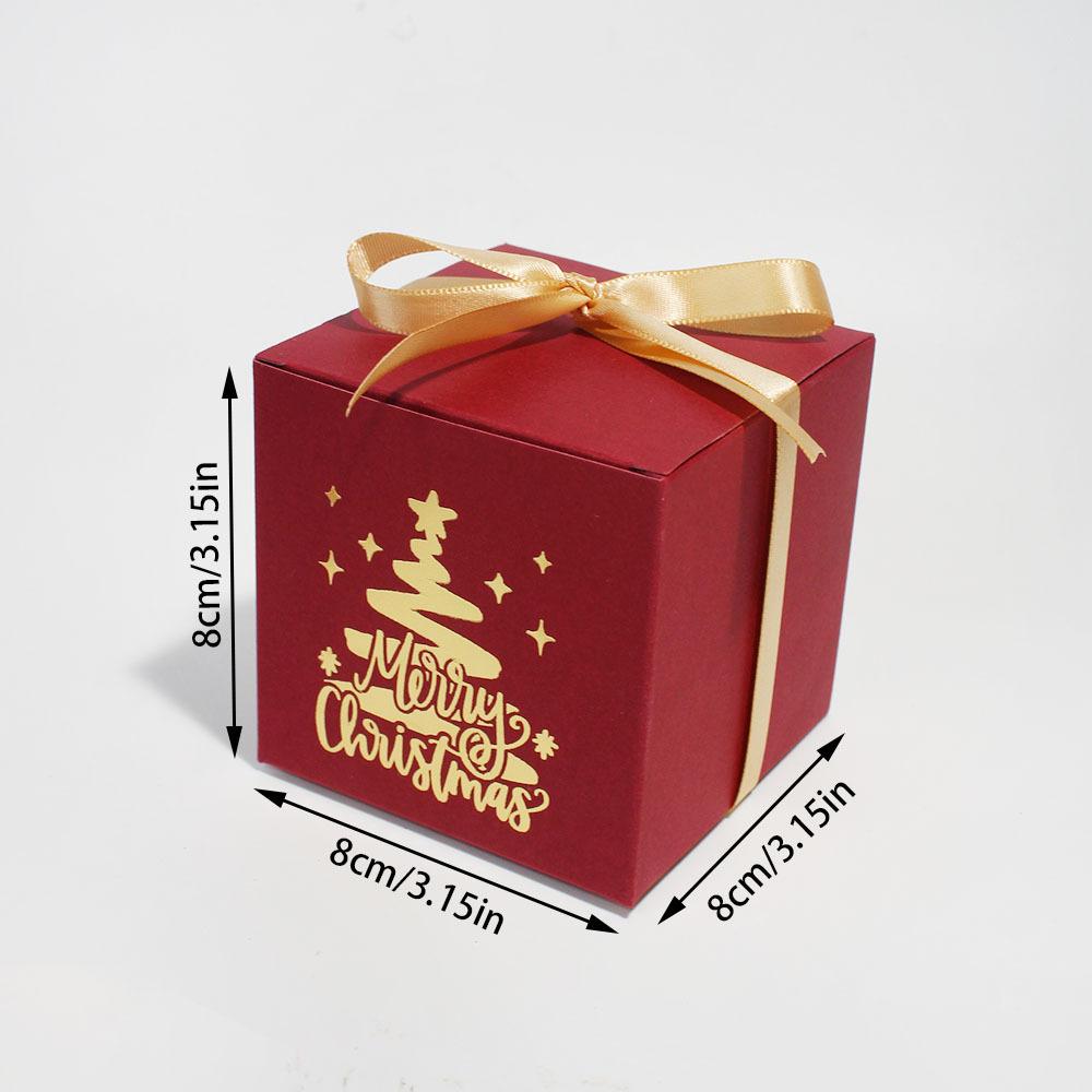 12PCS Christmas Bronzing Square Box Creative Candy Box High-end Red Bronzing Christmas Tree Gift Box