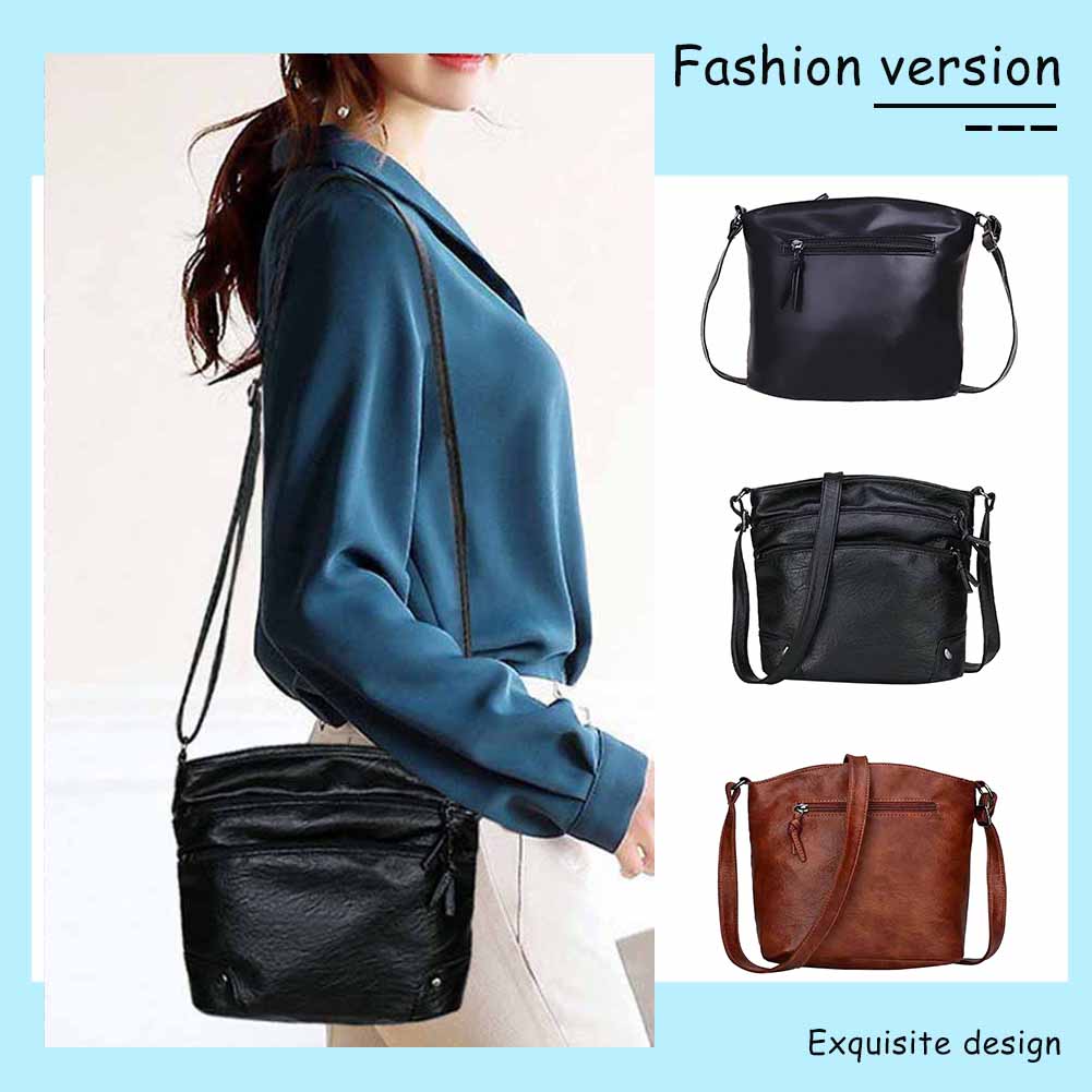 Women PU Leather Shoulder Crossbody Bag Solid Color Small Handbags KTY