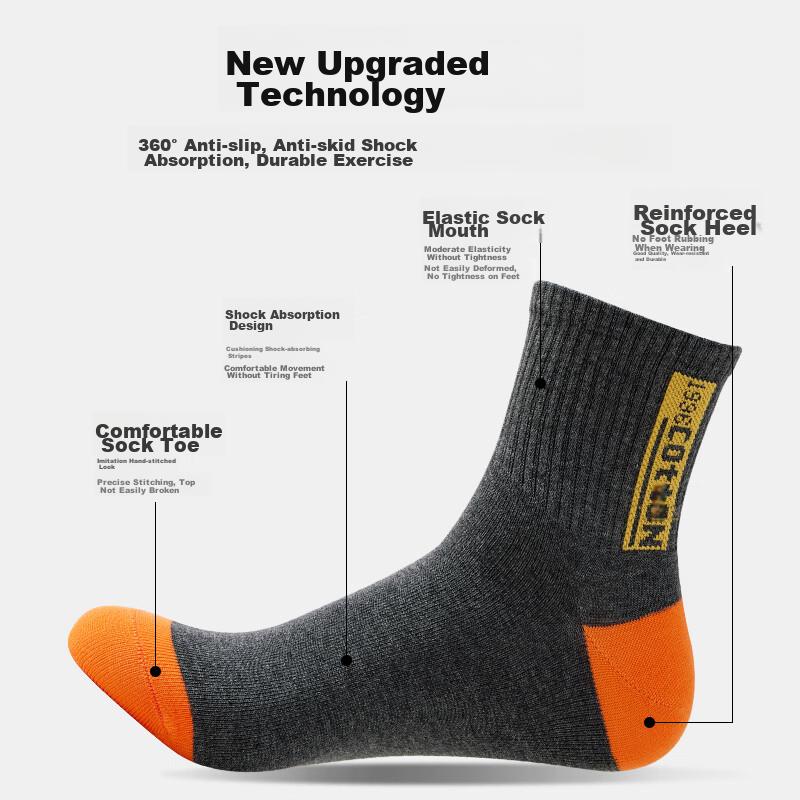 Men's Socks, Autumn And Winter Season, 100% Pure Cotton, 10A Odor-Resistant, Wear-Resistant, Breathable, Mid-Calf Brand Men's Socks