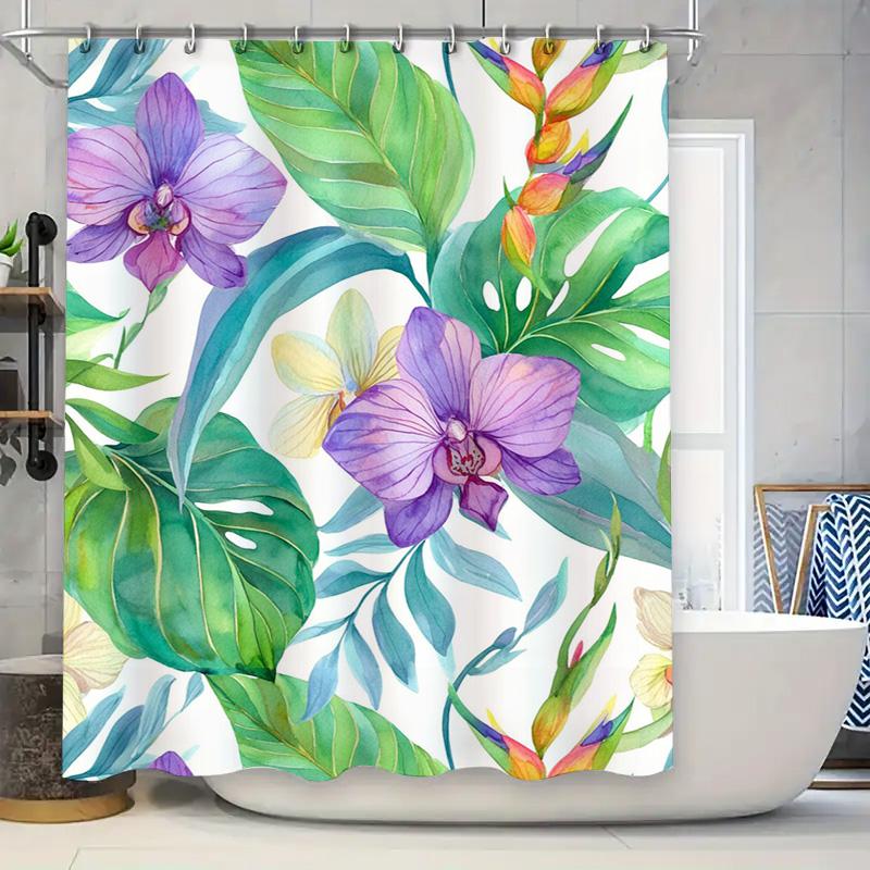 

Занавеска для душа в стиле ар-деко с зеленым цветочным принтом, современный домашний декор, тканевая занавеска для ванной комнаты, доставка по всему миру 90x180cm