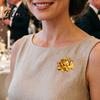 Peony Flower Pin Faux Pearl Brooch Alloy Floral Lapel
