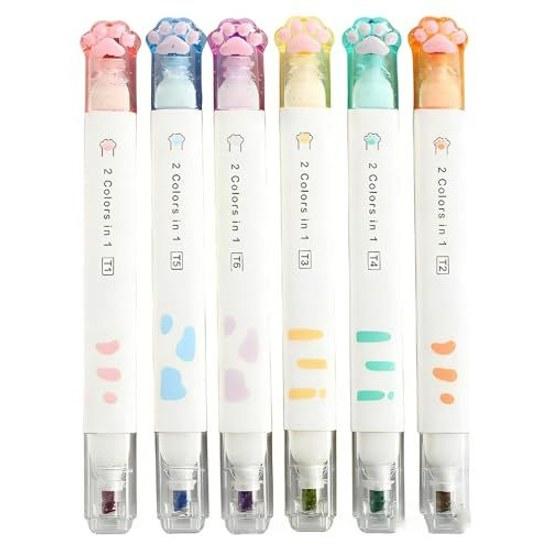 HighlighterMarkerCute StationeryVarious ColorsCuteDouble-EndedDrawingIllustrationOffice SuppliesDiaryStationery Set (A)