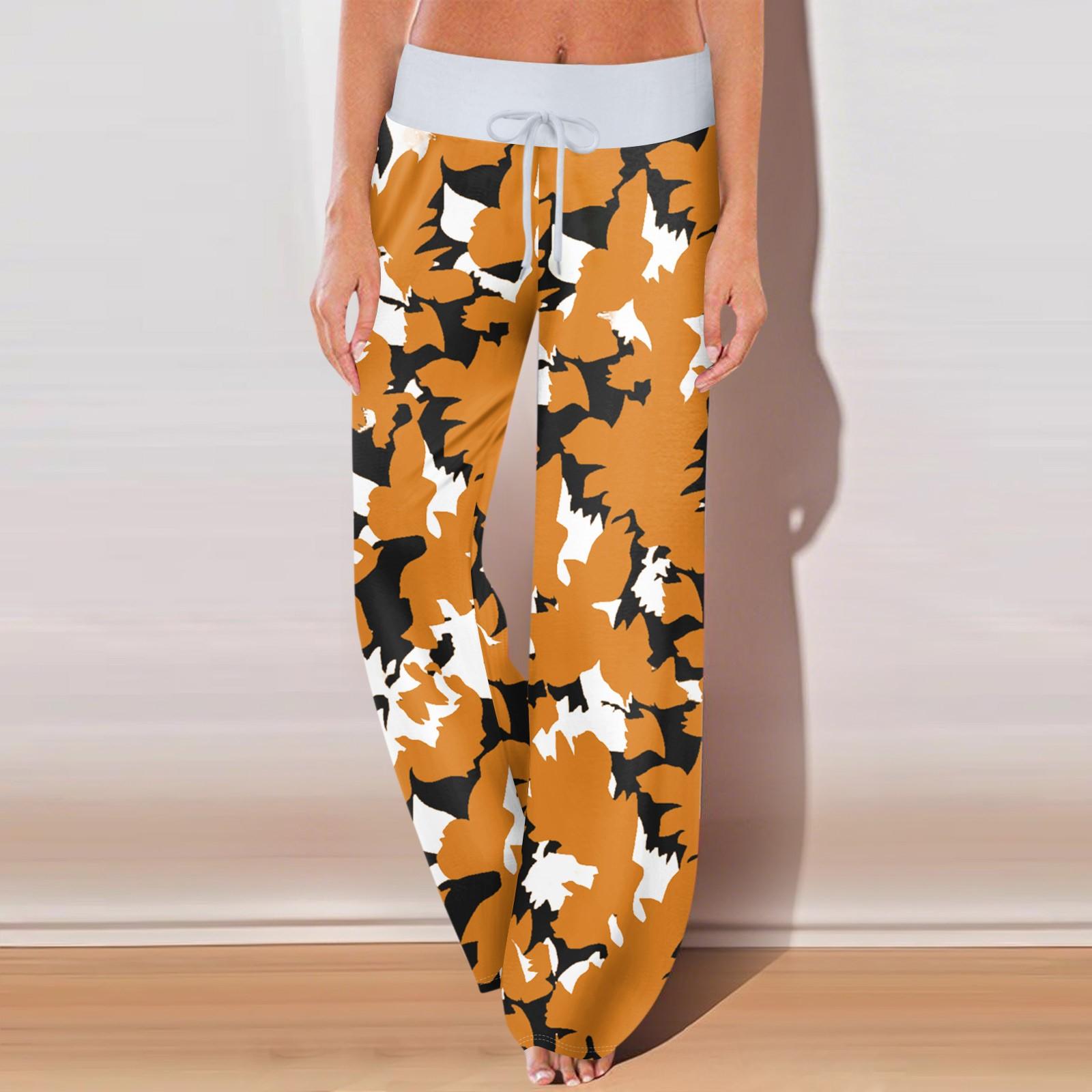 

Женские повседневные спортивные брюки с винтажным принтом, пижамные брюки с карманами XL оранжевый