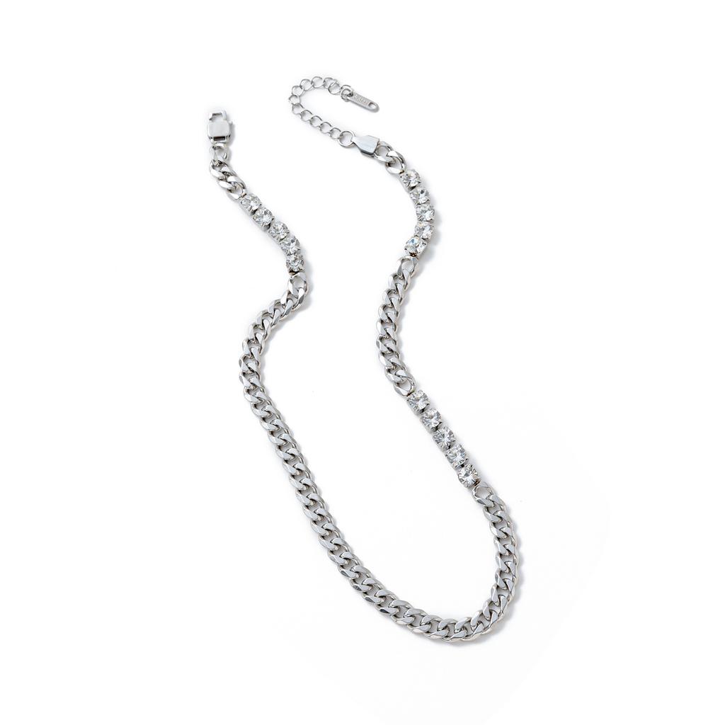 Titanium Steel Bracelet Fashion Personality Hip Hop Zirconium Necklace Furnace Vacuum Plating Gold Color Retention