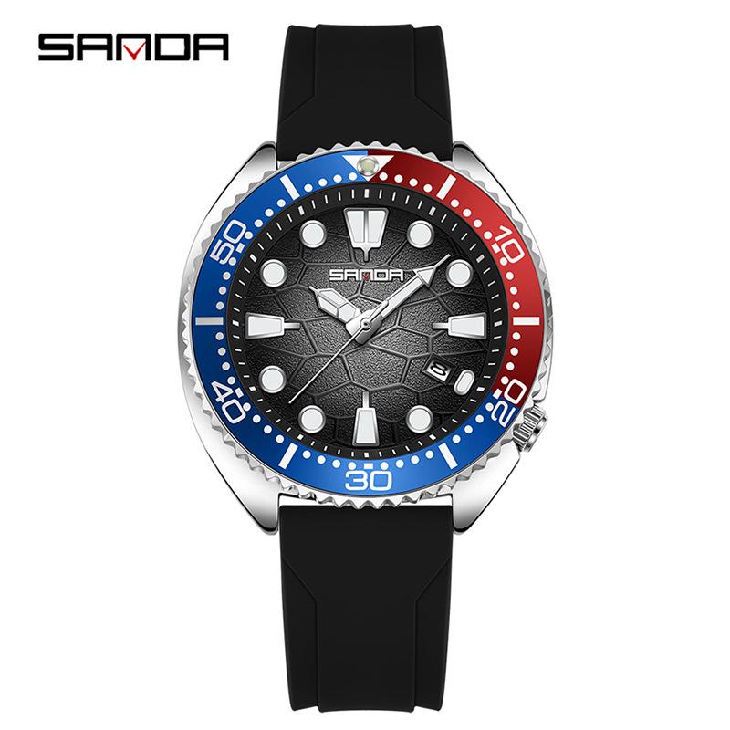 Sanda Men's Quartz Wristwatch with Rotating Bezel and Lava Dial – Fashionable Business Accessory