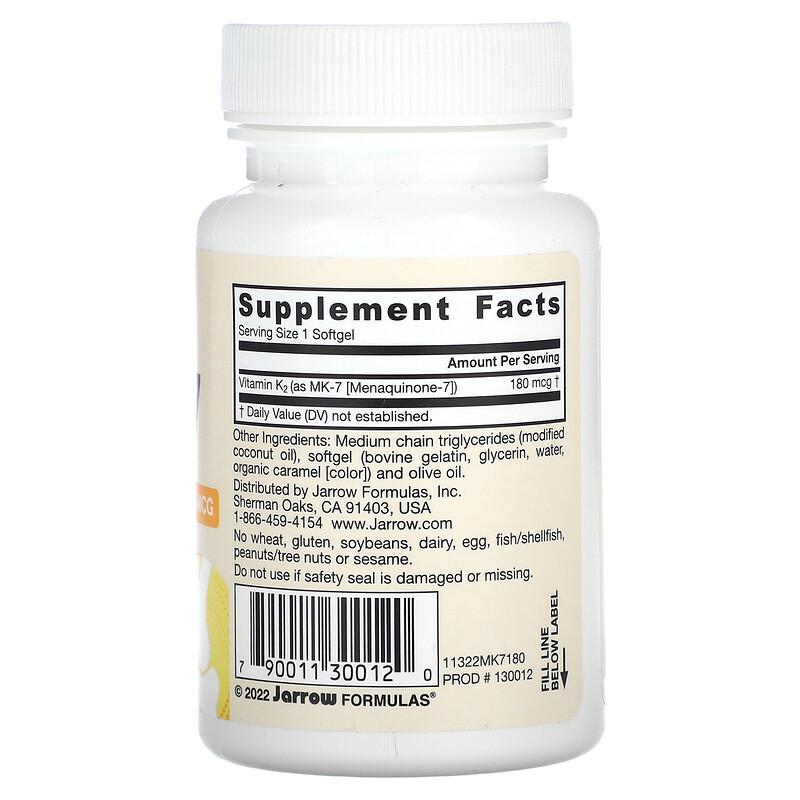 MK-7, 180 mcg, 30 Softgels