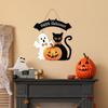 Halloween Wooden Pumpkin Welcome Sign for Front Door Wall Window Hanging Home Decor