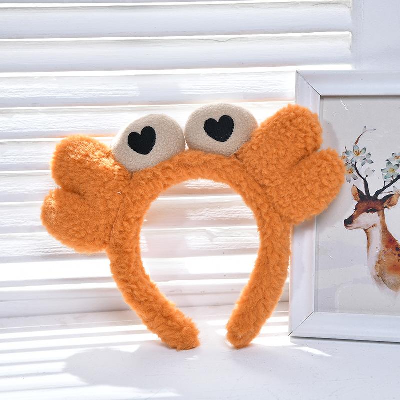 Cute Crab Big Eyes Pink Blue Yellow Red Green Orange Non-Slip Fluffy Hair Hoop Headbands Headwear For Women