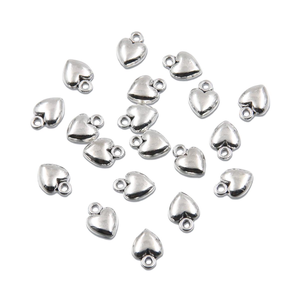 Double-Sided Solid Color Heart Charms: DIY Alloy Pendants for Handmade Jewelry
