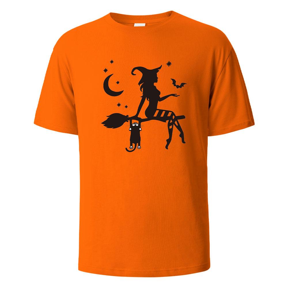 Witch Print t shirts 100 Cotton Summer Tees For Men Women Oversize Casual Tops t shirts