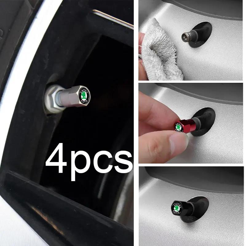2025 Hot Automobiles 4 Pcs Tire Wheel Tyre Valve Stem Hex Caps Case Sleeve Cover Left Right Front Rear for Skoda Fibia 2 Superb